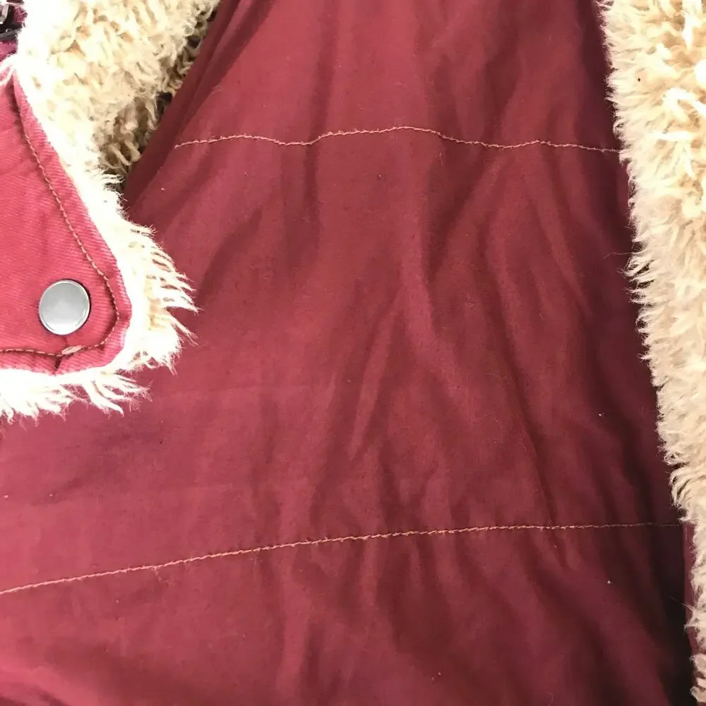 Free People Owen Sherpa Jacket Twill Asymmetrical Button Buckle Bomber Aviator L